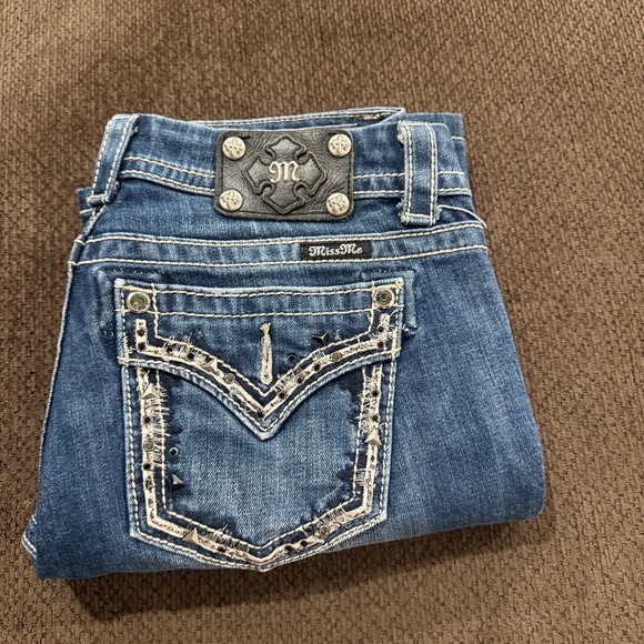 Miss Me W 28 L 33, Mid-Rise Easy Boot Cut dark denim jeans - Picture 1 of 8